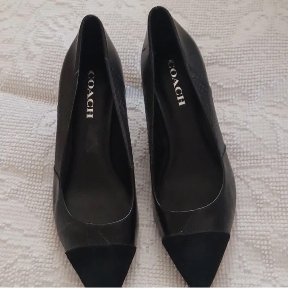 Coach Black Pointed-Toe Leather Stiletto Pumps - Picture 5 of 6